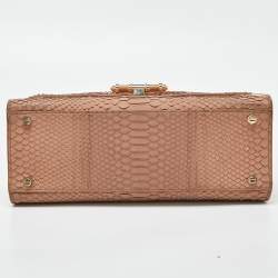 Pre Owned Givenchy Beige Watersnake Leather and Patent Leather Medium Obsedia Tote