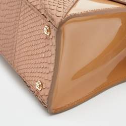 Pre Owned Givenchy Beige Watersnake Leather and Patent Leather Medium Obsedia Tote