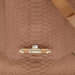 Pre Owned Givenchy Beige Watersnake Leather and Patent Leather Medium Obsedia Tote