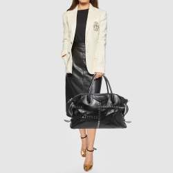 Pre Owned Givenchy Black Glossy Leather Studded Antigona Soft Satchel