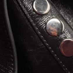 Pre Owned Givenchy Black Glossy Leather Studded Antigona Soft Satchel