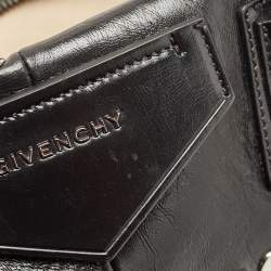 Pre Owned Givenchy Black Glossy Leather Studded Antigona Soft Satchel