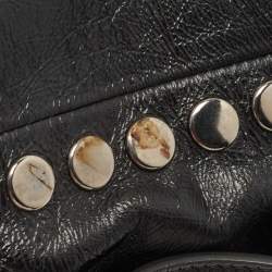 Pre Owned Givenchy Black Glossy Leather Studded Antigona Soft Satchel