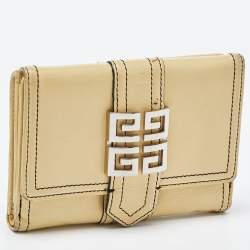 Givenchy Beige Leather Flap Compact Wallet