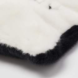 Pre Owned Givenchy White/Black Faux Fur GV3 Wristlet Pouch