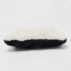 Pre Owned Givenchy White/Black Faux Fur GV3 Wristlet Pouch