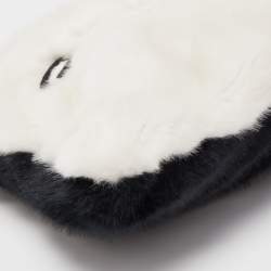 Pre Owned Givenchy White/Black Faux Fur GV3 Wristlet Pouch