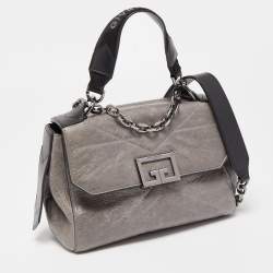 Givenchy Black/Grey Glossy Leather Small ID Top Handle Bag