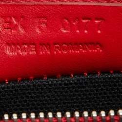Pre Owned Givenchy Red Print Leather Flat Zip Pouch