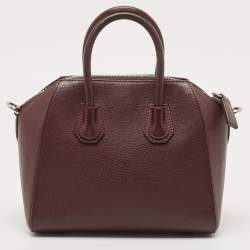 Pre Owned Givenchy Burgundy Leather Mini Antigona Satchel