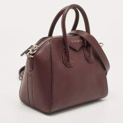 Pre Owned Givenchy Burgundy Leather Mini Antigona Satchel
