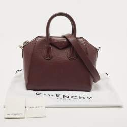 Pre Owned Givenchy Burgundy Leather Mini Antigona Satchel