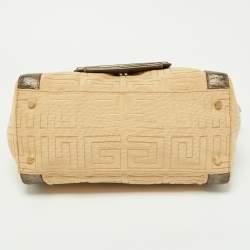 مملوكة مسبقًا حقيبة جيفنشي جلد وكانفاس بنية ميتالك وكريمية