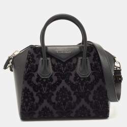 مملوكة مسبقًا Givenchy Black Leather and Velvet Small Devore Antigona Satchel