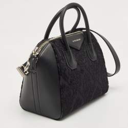 مملوكة مسبقًا Givenchy Black Leather and Velvet Small Devore Antigona Satchel