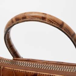 Pre Owned Givenchy Brown Croc Embossed Leather Small Antigona Satchel