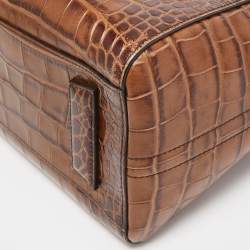 Pre Owned Givenchy Brown Croc Embossed Leather Small Antigona Satchel