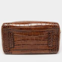 Pre Owned Givenchy Brown Croc Embossed Leather Small Antigona Satchel