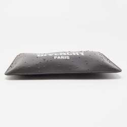 Pre Owned Givenchy Black/Logo  Leather Distressed Logo Zip Pouch