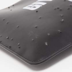 Pre Owned Givenchy Black/Logo  Leather Distressed Logo Zip Pouch