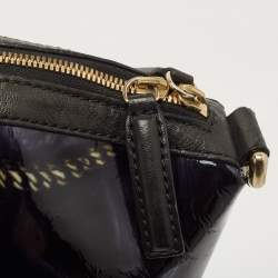 Pre Owned Givenchy Black/Dark Blue Panther Print Patent Leather Medium Nightingale Satchel