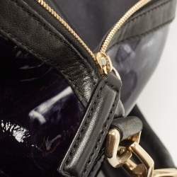 Pre Owned Givenchy Black/Dark Blue Panther Print Patent Leather Medium Nightingale Satchel