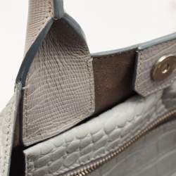 Pre Owned Givenchy Two Tone Grey Croc Embossed Leather Easy Tote