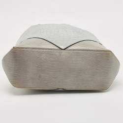 Pre Owned Givenchy Two Tone Grey Croc Embossed Leather Easy Tote