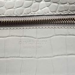 Pre Owned Givenchy Two Tone Grey Croc Embossed Leather Easy Tote