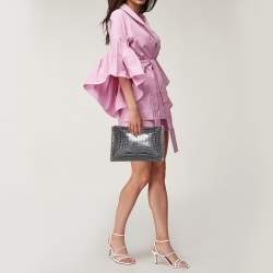 Givenchy Grey Croc Embossed Leather Medium Antigona Pouch