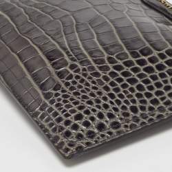 Givenchy Grey Croc Embossed Leather Medium Antigona Pouch