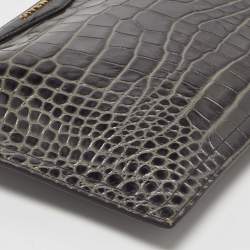 Givenchy Grey Croc Embossed Leather Medium Antigona Pouch