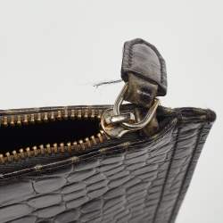 Givenchy Grey Croc Embossed Leather Medium Antigona Pouch