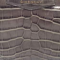 Givenchy Grey Croc Embossed Leather Medium Antigona Pouch