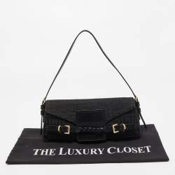 Givenchy Black Monogram Canvas and Leather Braided Flap Baguette Bag