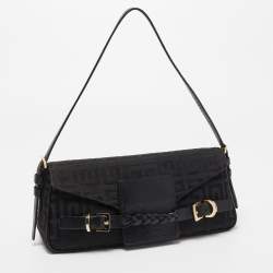 Givenchy Black Monogram Canvas and Leather Braided Flap Baguette Bag