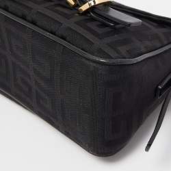 Givenchy Black Monogram Canvas and Leather Braided Flap Baguette Bag