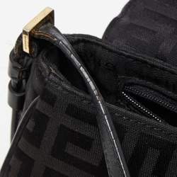 Givenchy Black Monogram Canvas and Leather Braided Flap Baguette Bag
