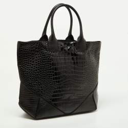 Givenchy Black Croc Embossed Leather Easy Tote