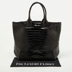 Givenchy Black Croc Embossed Leather Easy Tote