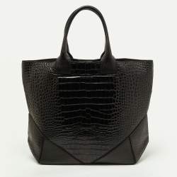 Givenchy Black Croc Embossed Leather Easy Tote