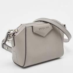 Pre Owned Givenchy Grey Leather Nano Antigona Crossbody Bag
