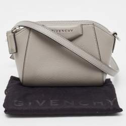Pre Owned Givenchy Grey Leather Nano Antigona Crossbody Bag