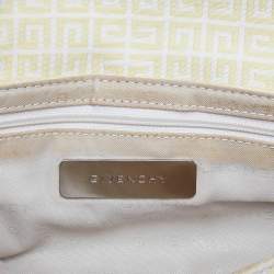 Pre Owned Givenchy Yellow/White Monogram Canvas and Leather Chain Detail Baguette Bag
