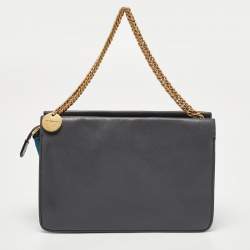Givenchy Grey/Blue Leather and Suede Chain Crossbody Bag