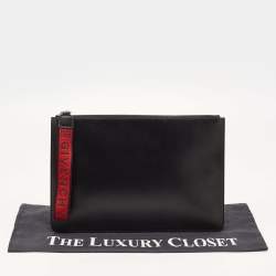 Givenchy Black/Red Coated Canvas Large 4G Wristlet Pouch