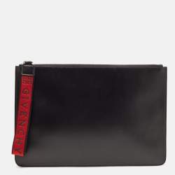 Givenchy Black/Red Coated Canvas Large 4G Wristlet Pouch