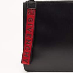 Givenchy Black/Red Coated Canvas Large 4G Wristlet Pouch