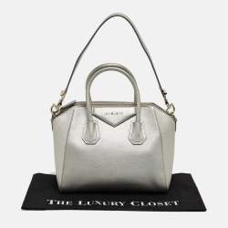 Pre Owned Givenchy Silver Leather Small Antigona Satchel