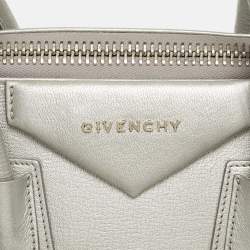 Pre Owned Givenchy Silver Leather Small Antigona Satchel